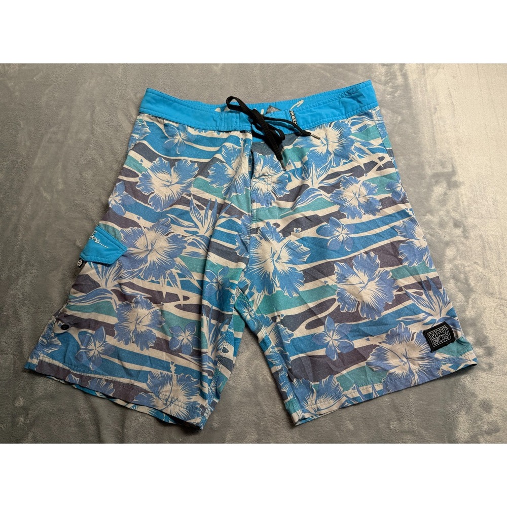 Maui and Sons Board Shorts Mens 36W Multicolor Floral 4 Way Stretch Swimming